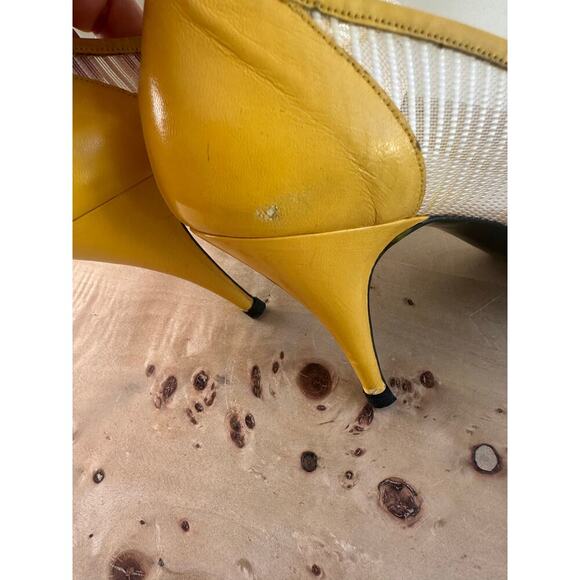 Sacha London Yellow Bow Heels Pointed Toe Size 7.5B - Picture 8 of 9
